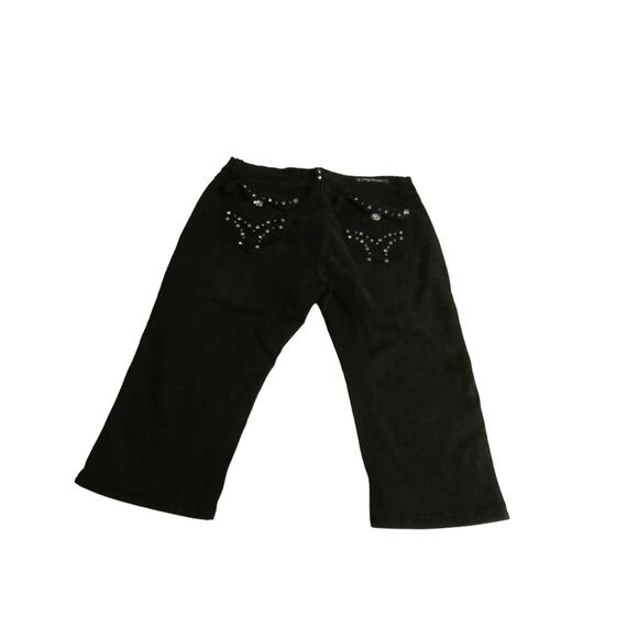 Y2K Rhinestone Studded Black Capri Pants Sexy Couture Size 13 - Picture 7 of 7